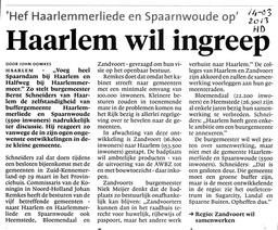 20130314-HD Haarlem wil ingreep, Haarlemmerliede en Spaarnwoude opheffen
